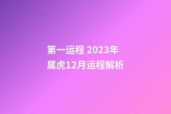 第一运程 2023年属虎12月运程解析